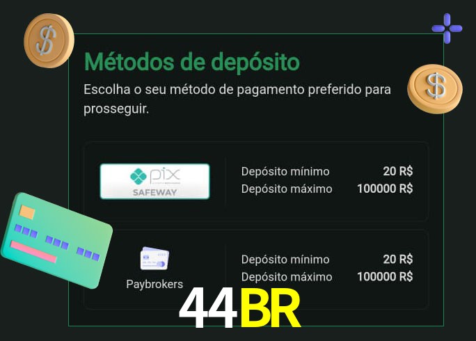 O cassino 44BR oferece uma grande variedade de métodos de pagamento